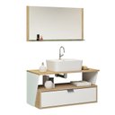 Ver imagem 2 de Conjunto Siena Gabinete Banheiro 80cm com Cuba e Espelheira:branco