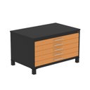 Ver imagem 2 de Mapoteca Mont 5 Gavetas 71,3cm x 120,4cm Aço Preto/Laranja Picasso