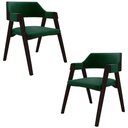 Ver imagem 1 de Kit 2 Cadeiras Sala de Jantar e Jogos Carteados Madeira Maciça Poker Veludo Verde/tabaco G42 - Gran