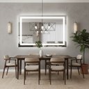 Ver imagem 4 de Espelho Retangular 50x70 cm Jateado LED 3 Cores Touch Moderno