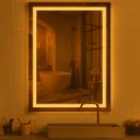 Ver imagem 5 de Espelho Retangular 50x70 cm Jateado LED 3 Cores Touch Moderno