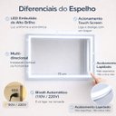 Ver imagem 7 de Espelho Retangular 50x70 cm Jateado LED 3 Cores Touch Moderno