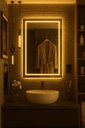 Ver imagem 6 de Espelho Retangular 50x70 cm Jateado LED 3 Cores Touch Moderno