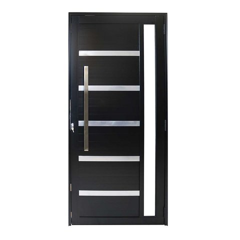 Porta Lambril de Alumínio Preto com Vidro e Puxador Cmc Classic L30 - Lado Direito - 2.10(a)x0.90(l)