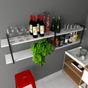 Ver imagem 3 de Aparador Prateleira Industrial Sala Barzinho Branco Bar Adega Moderno Suspenso Madeira Buffet