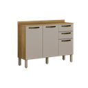 Ver imagem 1 de Balcão Cozinha Sallêto Valência 3 Portas 2 Gavetas - Carvalho/Off White