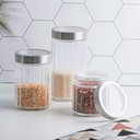 Ver imagem 2 de Pote de Vidro Porta Mantimentos Vidro com Tampa Inox para Grãos Cereais 1200ml 18cm Lyor