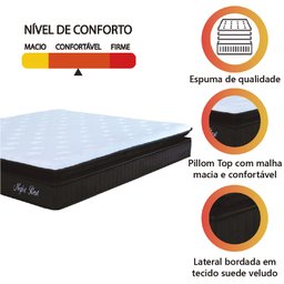 Colchão Casal Espuma Night Rest 138x188x29cm Preto Veludo / Branco - Suporta até 120kg por Pessoa - 3