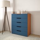 Ver imagem 1 de Cômoda para Quarto 5 Gavetas Madrid Azul/Freijó