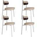 Ver imagem 1 de Kit 04 Cadeiras Estofada para Sala de Jantar Astrid Branco C01 Linho Areia Courino Café - Lyam