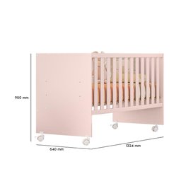 Conjunto Berço Reto, Cômoda Trocador e Guarda Roupa Rosa - 2