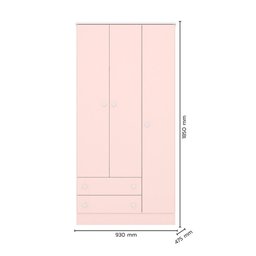 Conjunto Berço Reto, Cômoda Trocador e Guarda Roupa Rosa - 4