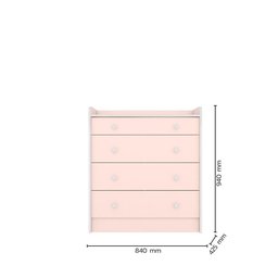 Conjunto Berço Reto, Cômoda Trocador e Guarda Roupa Rosa - 3