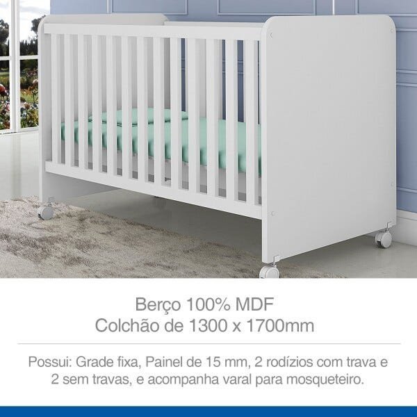 Jogo De Quarto Infantil Doce Magia Com Berço Cama 280 Branco