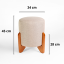 Ver imagem 4 de Kit 02 Puff Piave Decorativo Tecido Linho Banqueta Redondo Pés de Madeira Maciça