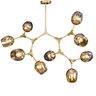 Lustre Pendente Moderno 9 Braços Dourado E Champagne Sala - 1