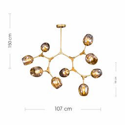 Lustre Pendente Moderno 9 Braços Dourado E Champagne Sala - 5