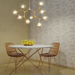 Lustre Pendente Moderno 9 Braços Dourado E Champagne Sala - 3