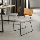 Ver imagem 2 de Cadeira Decorativa Estofada Sala De Jantar Allana L02 Couríssimo Whisky Linho Cru - Lyam Decor