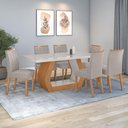 Ver imagem 1 de Conjunto Sala de Jantar Mesa Easy Tower 170x90cm Mdf/vidro com 6 Cadeira Armoni Veludo Liso