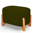 Ver imagem 4 de Puff Oval Pé de Madeira Decorativo para Sala Orgânico Confortável e Reforçado Bouclé Fluffy