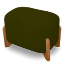 Ver imagem 1 de Puff Oval Pé de Madeira Decorativo para Sala Orgânico Confortável e Reforçado Bouclé Fluffy
