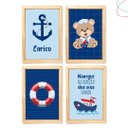 Ver imagem 1 de Kit com 4 Quadros do Tema Ursinho Marinheiro Náutico:pinus