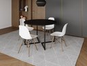Ver imagem 1 de Mesa Industrial Base Ferro Preto em V Tampo 110cm Preto 4 Cadeiras Eames Madeira Assento Branco