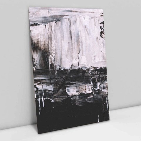 Quadro Decorativo em Canvas Abstrato Aquarela Moderno TaColado Black White