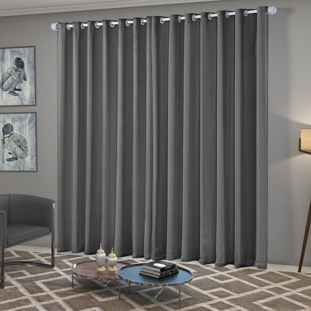 Cortina Blackout Tecido 2,70x2,30 Sala Quarto Cinza