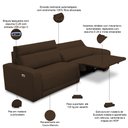 Ver imagem 6 de Sofá 3 Lugares Rettrátil Reclinável Elétrico 254cm Mazi L06 Couro Marrom - Lyam Decor