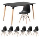 Ver imagem 1 de Kit - Mesa Retangular Eames 80 X 120 Cm Preto + 6 Cadeiras Dsw Preto Mesa Preto com Cadeiras Preto