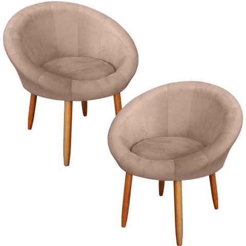 Kit 2 Poltronas Decorativa para Sala de Espera Recepção Resistente Escritório Tecido Veludo Luxo