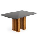 Ver imagem 1 de Mesa de Jantar 4 Lugares Retangular Tampo de Vidro/MDF Munique Cobre/Grafite - Casa Giulia