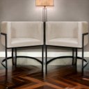Ver imagem 2 de Kit 2 Poltronas Luna Decorativa Suede Cores Base Ferro Preto