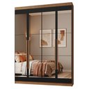 Ver imagem 1 de Guarda-Roupa Solteiro 4 Portas Batentes com Espelhos Rustic/Preto/Rustic Netuno Madesa