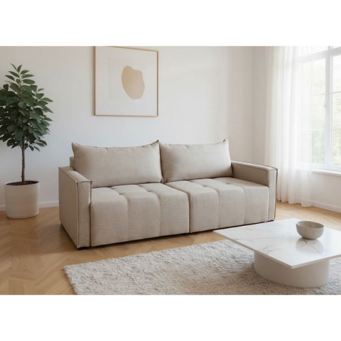 Sofá Cama Luxo Bruna Almofadas Soltas Espuma D30 com Manta Acrílica Vários Tecidos:2,20
