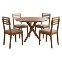 Ver imagem 1 de Mesa de Jantar Redonda Cacau com 4 Cadeiras Estofadas Juparana Linho Bege Ornar