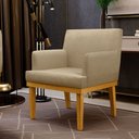 Ver imagem 1 de Poltrona Decorativa para Sala de Estar e Recepção Beatriz W01 Linho Bege Escuro - Lyam Decor