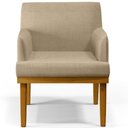 Ver imagem 5 de Poltrona Decorativa para Sala de Estar e Recepção Beatriz W01 Linho Bege Escuro - Lyam Decor