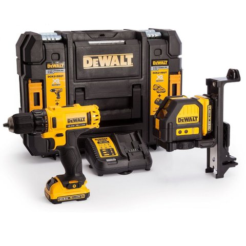 COMBO DEWALT NIVEL A LASER DCE 088+PARAFUSADEIRA 12V C/2BAT+TST