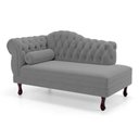Ver imagem 5 de Divã Recamier Lavínia Clássico 120cm Capitonê com Pés de Madeira Suede Cinza - Desk Design