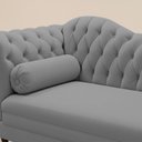 Ver imagem 6 de Divã Recamier Lavínia Clássico 120cm Capitonê com Pés de Madeira Suede Cinza - Desk Design