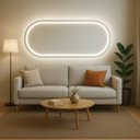 Ver imagem 2 de Espelho Oval 40x70 cm Jateado LED 3 Cores Touch Moderno