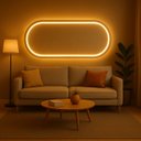Ver imagem 6 de Espelho Oval 40x70 cm Jateado LED 3 Cores Touch Moderno