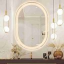 Ver imagem 3 de Espelho Oval 40x70 cm Jateado LED 3 Cores Touch Moderno