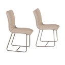 Ver imagem 1 de Conjunto 2 Cadeiras Cristal Sala de Jantar em Couro Pérola e Metal Champanhe