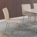 Ver imagem 7 de Conjunto 2 Cadeiras Cristal Sala de Jantar em Couro Pérola e Metal Champanhe