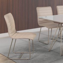 Conjunto 2 Cadeiras Cristal Sala de Jantar em Couro Pérola e Metal Champanhe - 2 Conjunto 2 Cadeiras Cristal Sala de Jantar em Couro Pérola e Metal Champanhe - 2