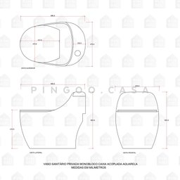 Vaso Sanitário Monobloco Caixa Acoplada Privada Aquarela Pingoo.casa - Branco - 9